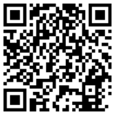 Schwarzer QR-Code auf weißem Hintergrund.